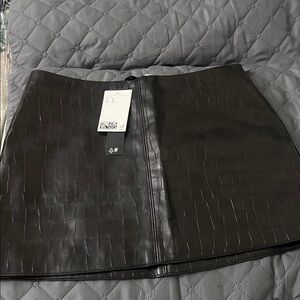 Divided Black Textured Mini Skirt